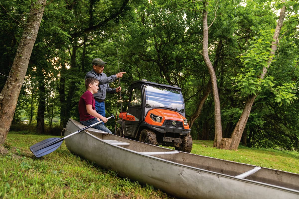 Father and son with the Kubota RTV520