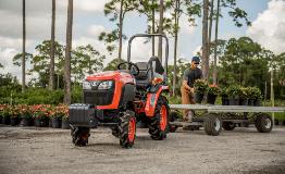 Kubota tractor from Mission Valley Kubota pulling trailer with plants
